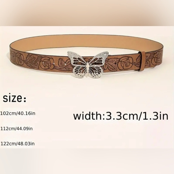 New Brown floral Belt And butterfly belt Buckle message with your size - Picture 2 of 5